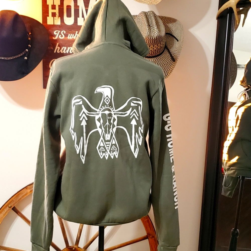 Western ranch thunderbird zip up hoodie